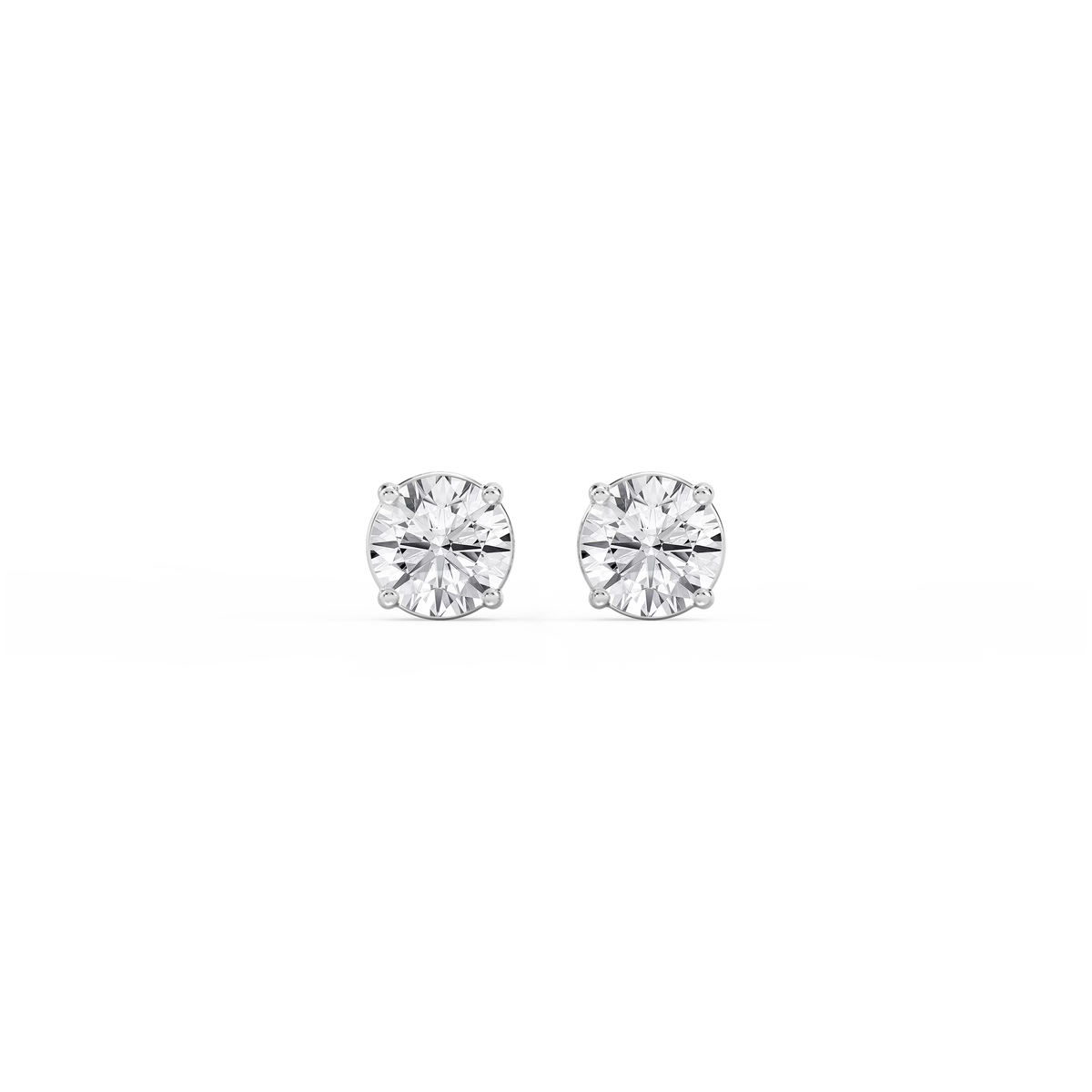 1  ½ ctw Round LGD Near-Colorless Sterling Silver Four Prong Stud Earrings