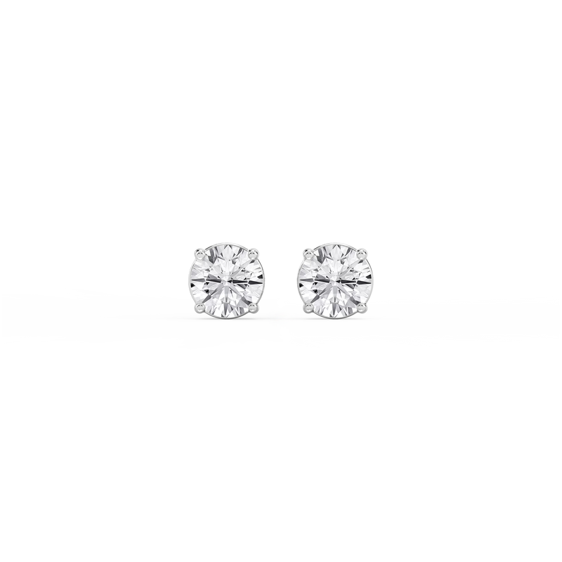 1  ½ ctw Round LGD Near-Colorless Sterling Silver Four Prong Stud Earrings