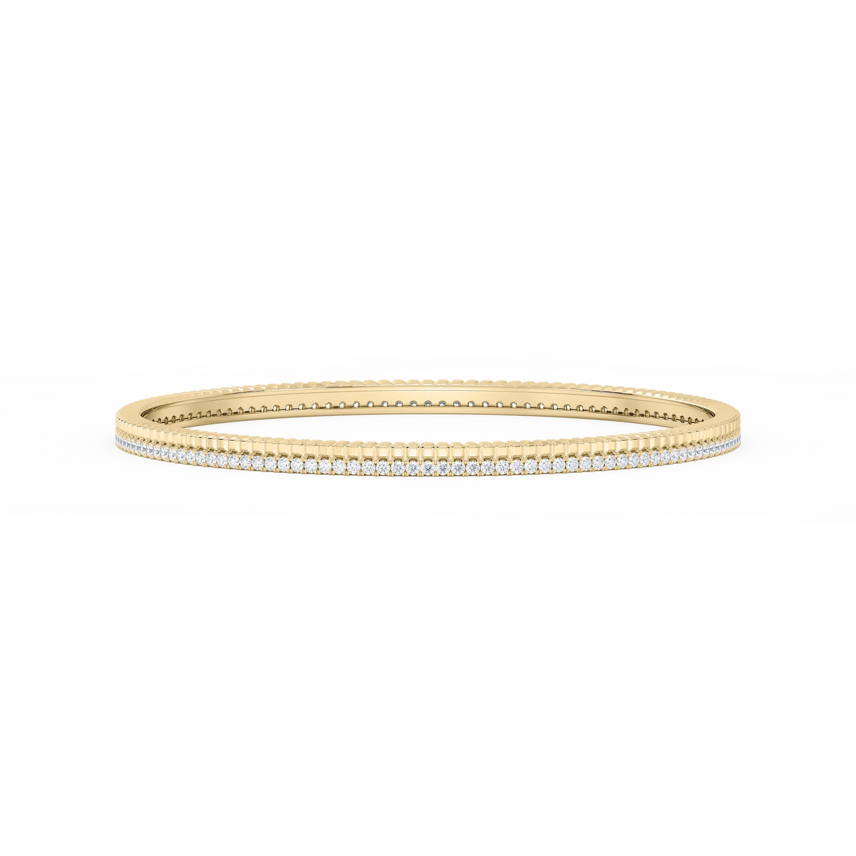 1 ½ ctw Round LGD Double Row Bangle Bracelet  - 7.25 Inches