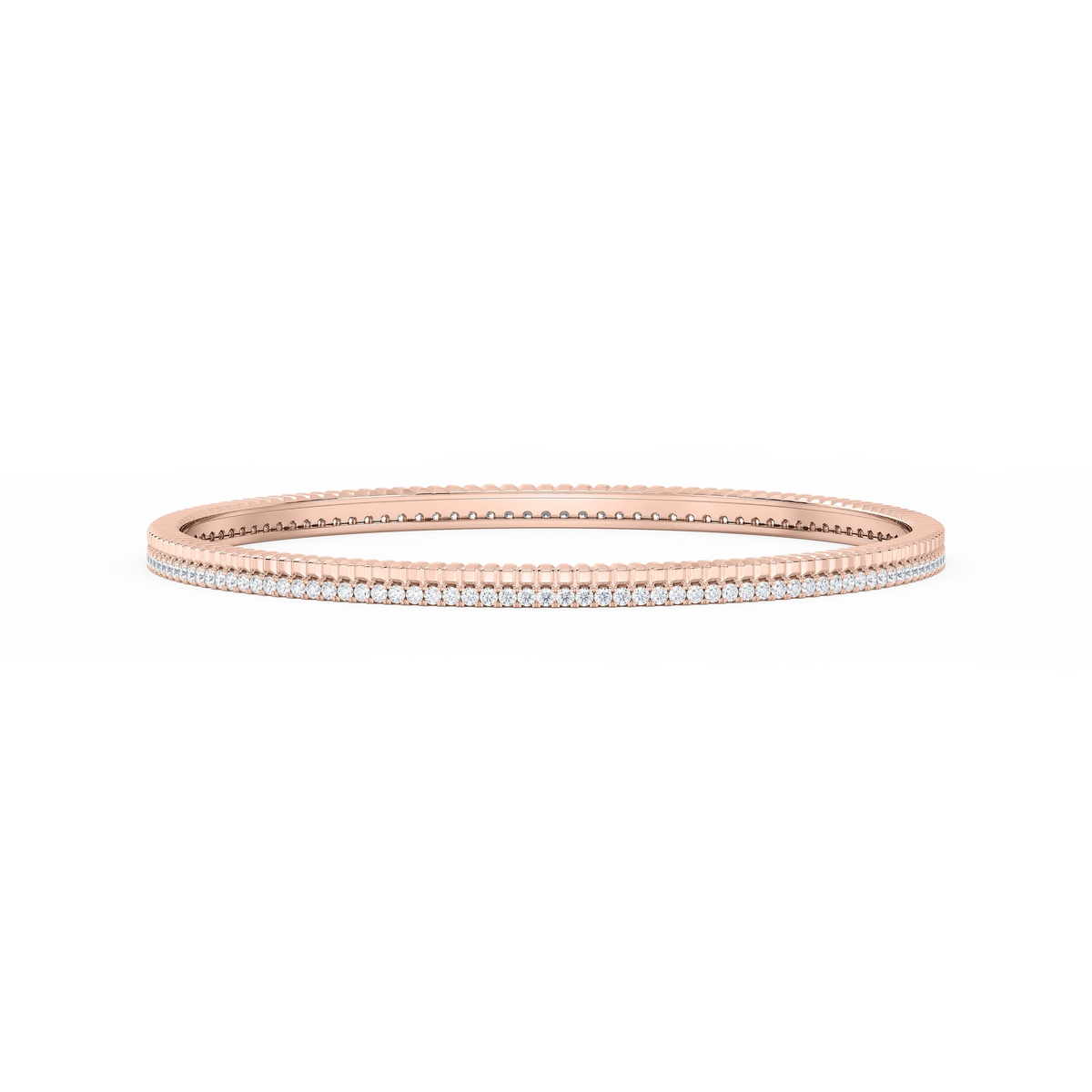 1 ½ ctw Round LGD Double Row Bangle Bracelet  - 7.25 Inches