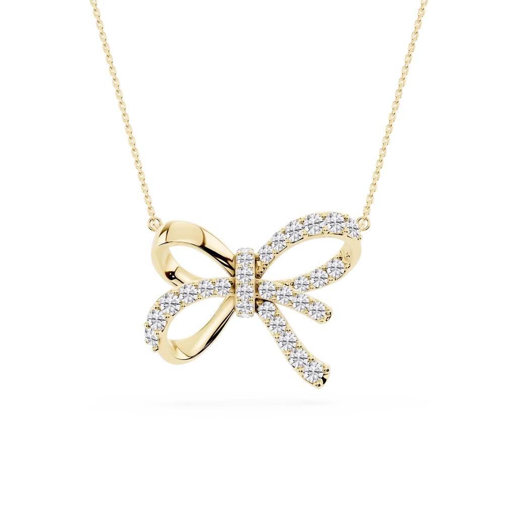 1 ⁵⁄₈ ctw Round LGD Pave Bow Pendant - 16 to 18 inches