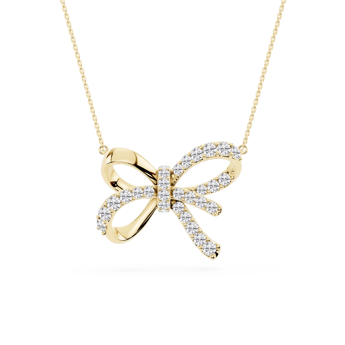 1 ⁵⁄₈ ctw Round LGD Pave Bow Pendant - 16 to 18 inches