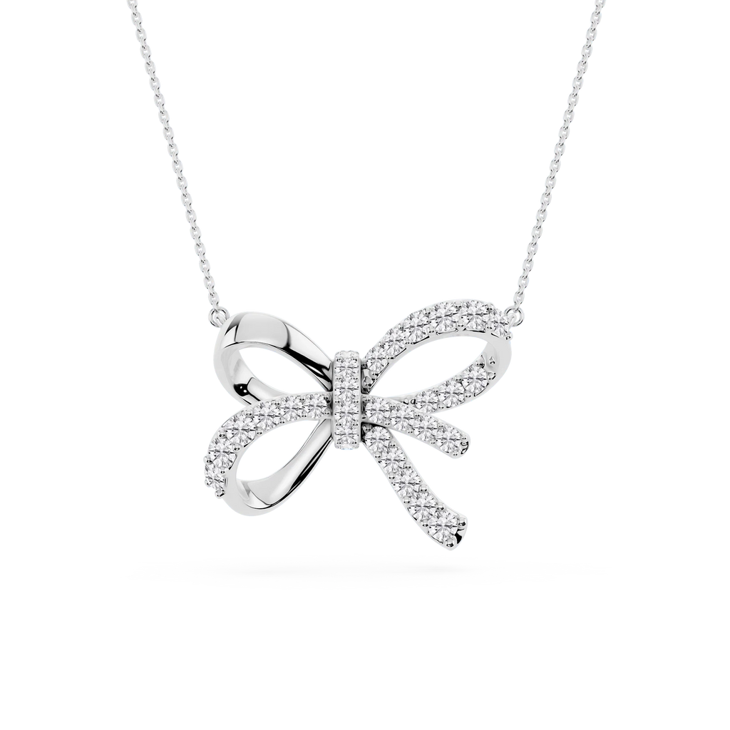 1 ctw Round LGD Pave Bow Pendant - 16 to 18 inches