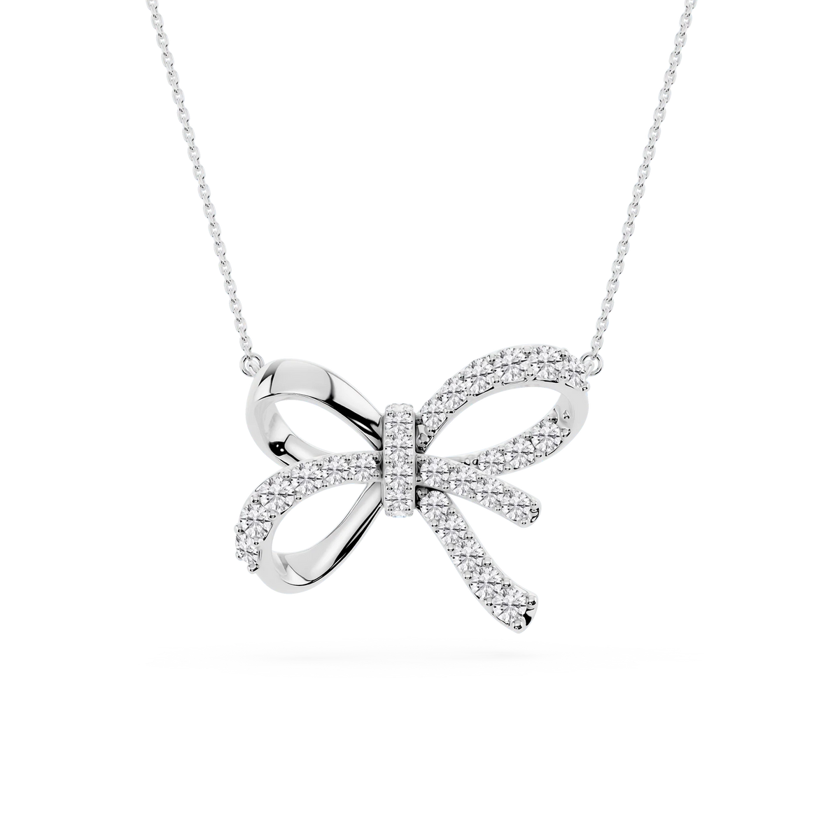 1 ctw Round LGD Pave Bow Pendant - 16 to 18 inches