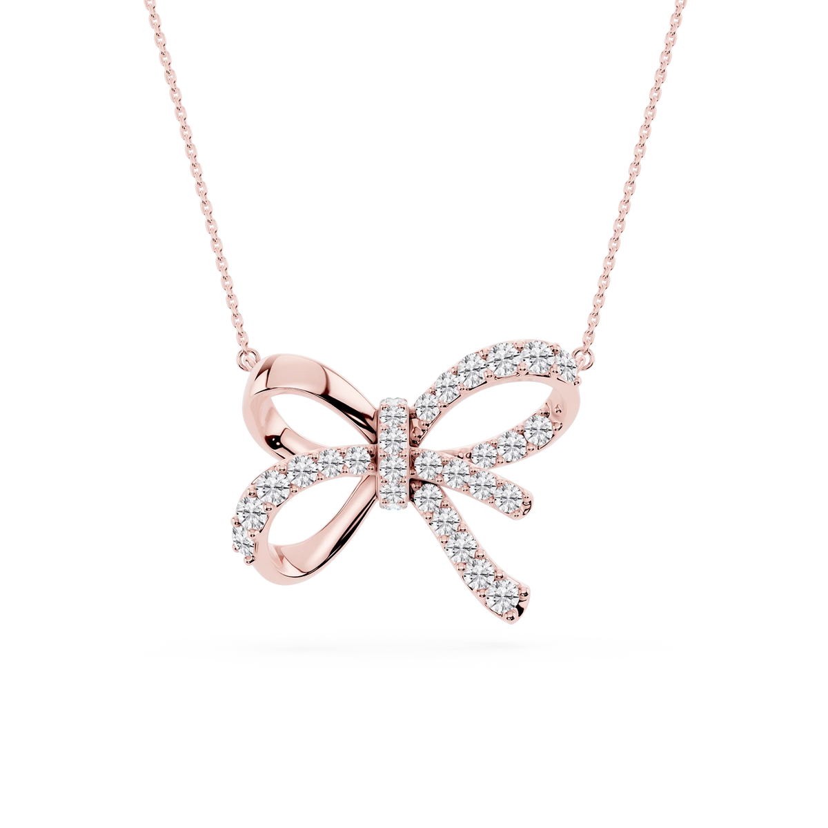1 ctw Round LGD Pave Bow Pendant - 16 to 18 inches