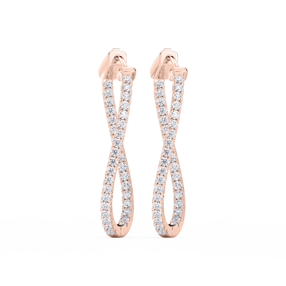 1 ²⁄₅ ctw Round LGD Prong Set Wavy Hoop Earrings