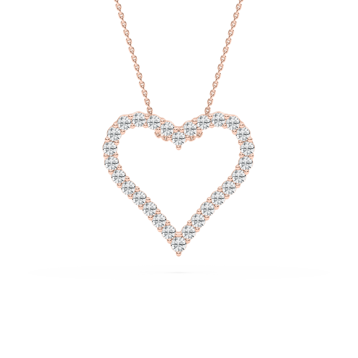 1 ctw Round LGD Shared Prong Open Heart Pendant – 16-18 Inches