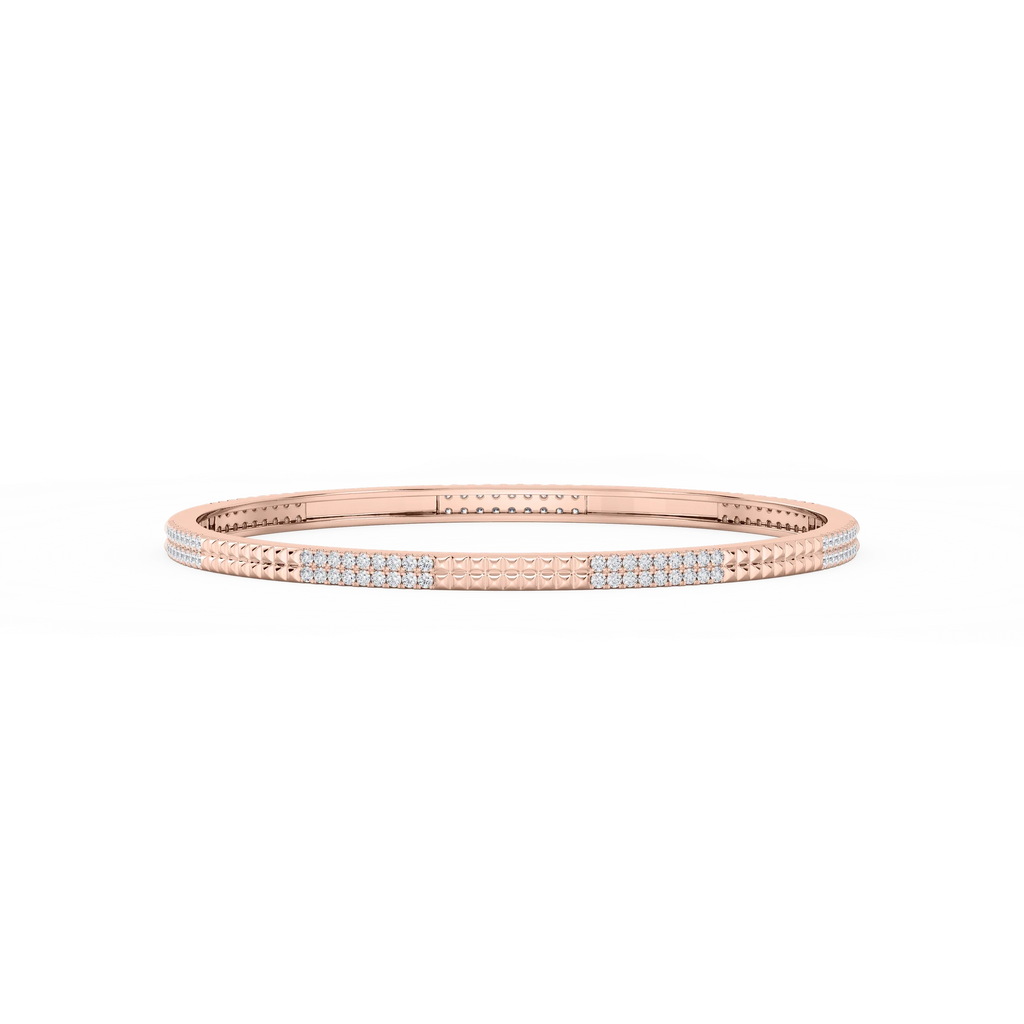 1 ½ ctw Round LGD Textured Bangle Bracelet  - 7.25 Inches