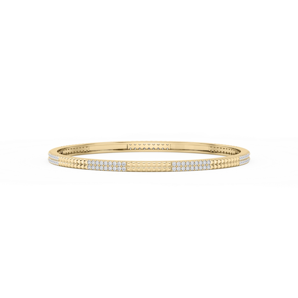 1 ½ ctw Round LGD Textured Bangle Bracelet  - 7.25 Inches