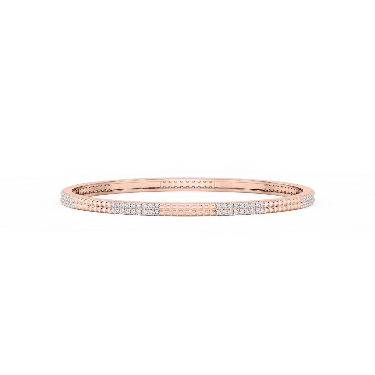1 ½ ctw Round LGD Textured Bangle Bracelet  - 7.25 Inches