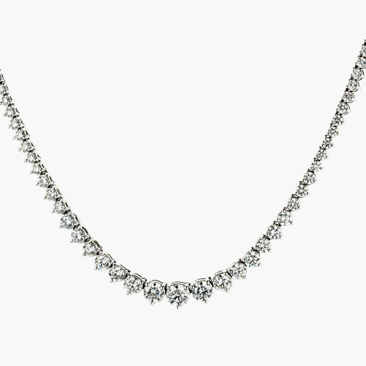 10 ctw Round LGD Three Prong Riviera Tennis Necklace - 18 Inches
