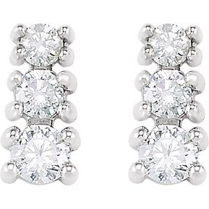 Graduated Three-Stone Earrings