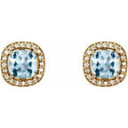 Cushion 4-Prong Halo-Style Earrings
