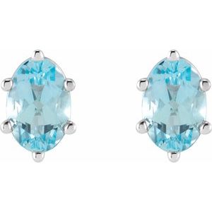 Oval 6-Prong Stud Earrings