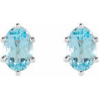 Oval 6-Prong Stud Earrings