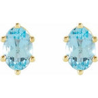 Oval 6-Prong Stud Earrings