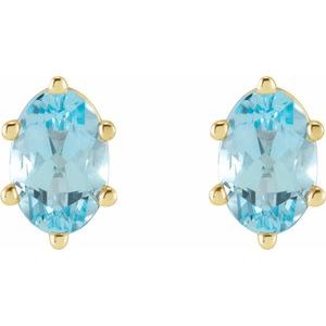 Oval 6-Prong Stud Earrings