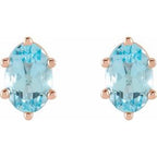 Oval 6-Prong Stud Earrings