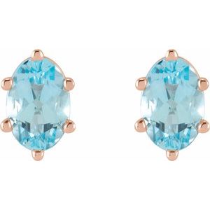 Oval 6-Prong Stud Earrings