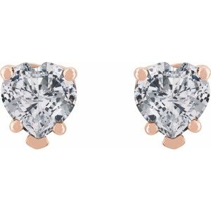 Heart 5-Prong V-End Stud Earrings
