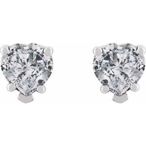 Heart 5-Prong V-End Stud Earrings