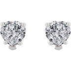 Heart 5-Prong V-End Stud Earrings