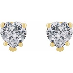 Heart 5-Prong V-End Stud Earrings
