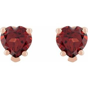 Heart 5-Prong V-End Stud Earrings