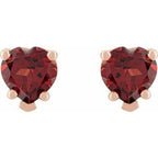 Heart 5-Prong V-End Stud Earrings