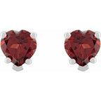 Heart 5-Prong V-End Stud Earrings