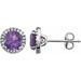 Round 4-Prong Halo-Style Birthstone Earrings