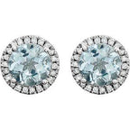 Round 4-Prong Halo-Style Birthstone Earrings