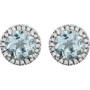Round 4-Prong Halo-Style Birthstone Earrings