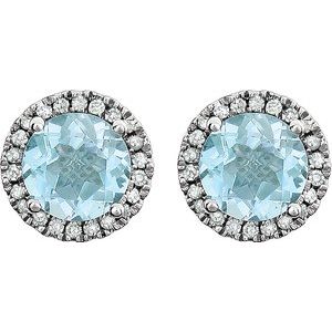 Round 4-Prong Halo-Style Birthstone Earrings