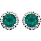 Round 4-Prong Halo-Style Birthstone Earrings