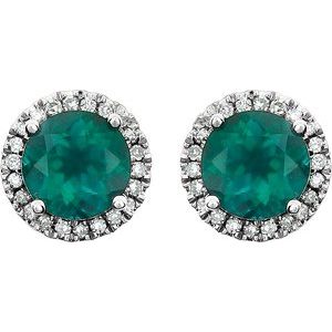 Round 4-Prong Halo-Style Birthstone Earrings