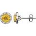Round 4-Prong Halo-Style Birthstone Earrings
