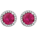Round 4-Prong Halo-Style Birthstone Earrings