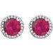 Round 4-Prong Halo-Style Birthstone Earrings