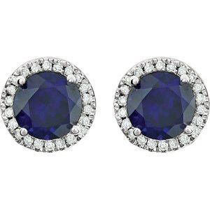 Round 4-Prong Halo-Style Birthstone Earrings
