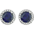 Round 4-Prong Halo-Style Birthstone Earrings
