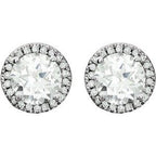 Round 4-Prong Halo-Style Birthstone Earrings