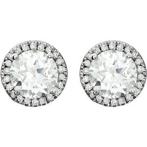 Round 4-Prong Halo-Style Birthstone Earrings