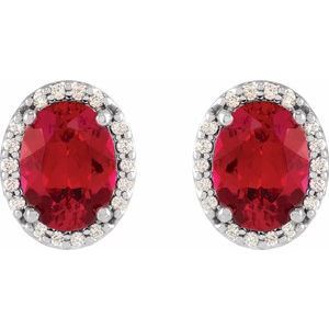 Oval 4-Prong Halo-Style Low Stud Earring