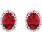 Oval 4-Prong Halo-Style Low Stud Earring