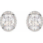 Oval 4-Prong Halo-Style Low Stud Earring