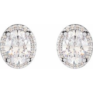Oval 4-Prong Halo-Style Low Stud Earring