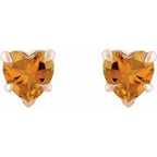 Heart 5-Prong Claw V-End Stud Earrings