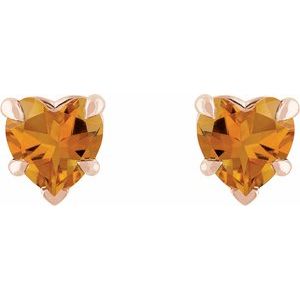 Heart 5-Prong Claw V-End Stud Earrings