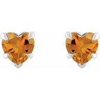 Heart 5-Prong Claw V-End Stud Earrings
